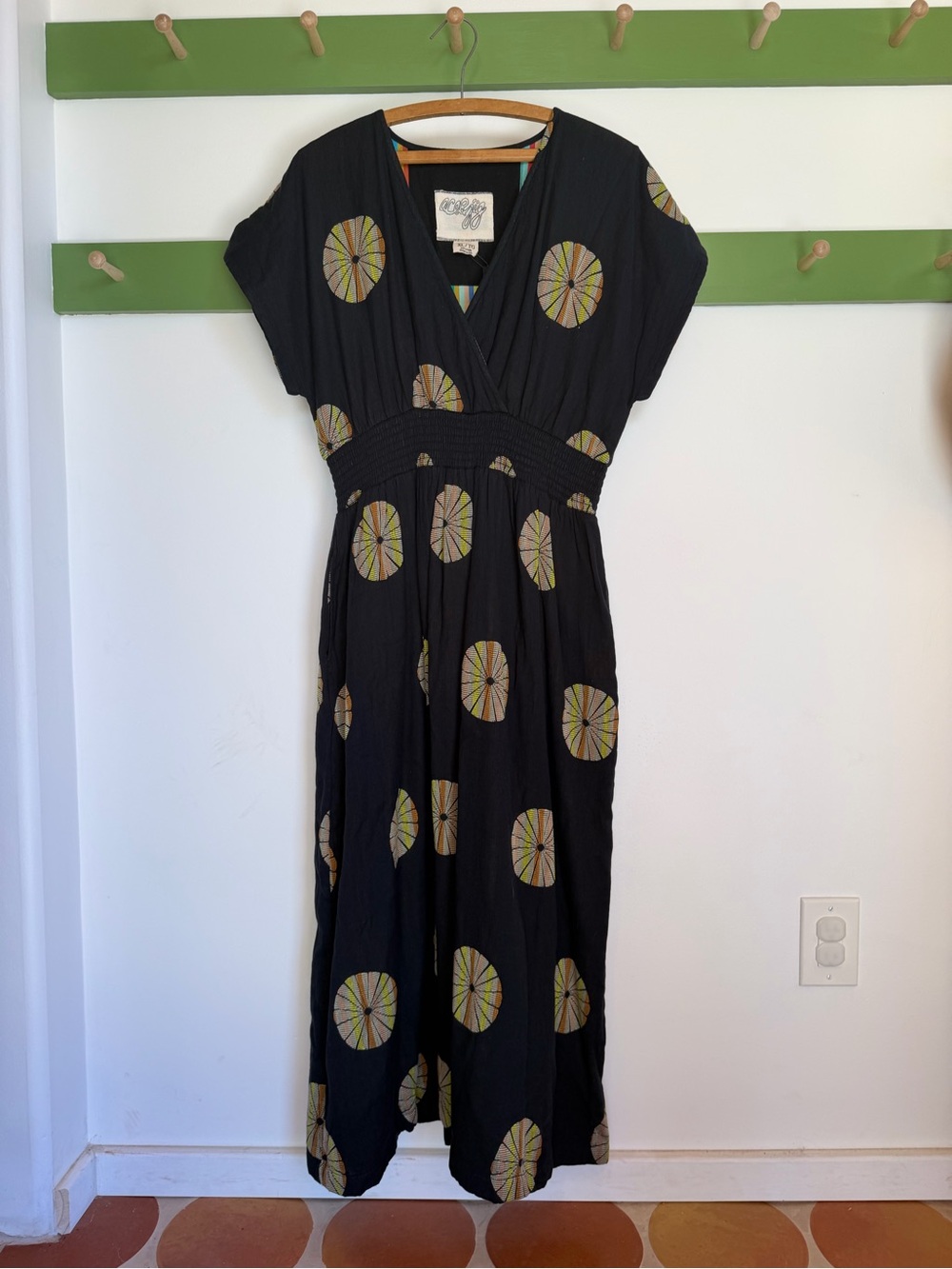 Ace & Jig Black Faye Dress with Yellow and Green Wheel Print (firefly) xl